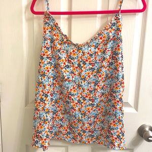 LOFT: flowy, ruffle vneck, flower tank top NWOT